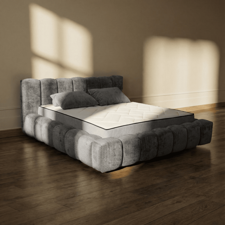 Cama Vellura - Grey | Slatted Base & Matress - MCS 180 x 200cm Soft Matress (for 80 kg) | Marcottestyle