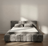 Bed Vellura - Grey | Slatted Base & Matress - MCS 180 x 200cm Soft Matress (for 80 kg)