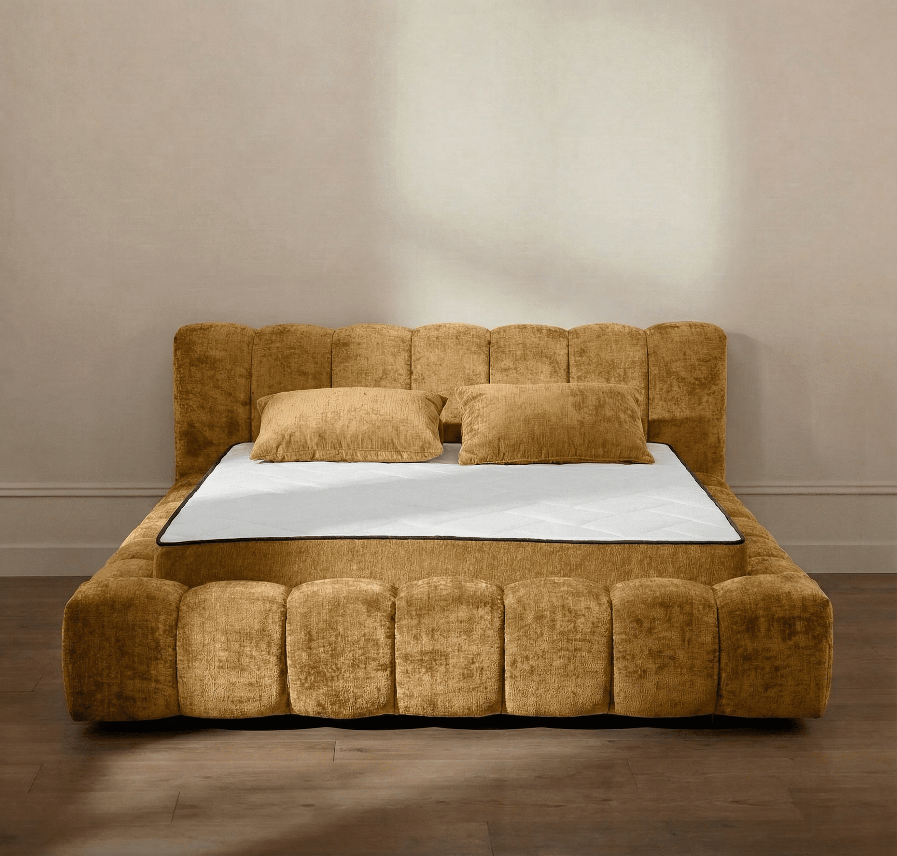 Bett Vellura - Senfgelb | Slatted Base & Matress - MCS 180 x 200cm Soft Matress (for 80 kg)