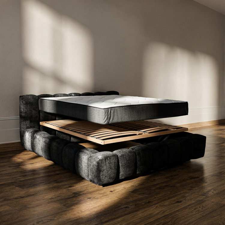 Letto Vellura - Black | Slatted Base & Matress | Marcottestyle