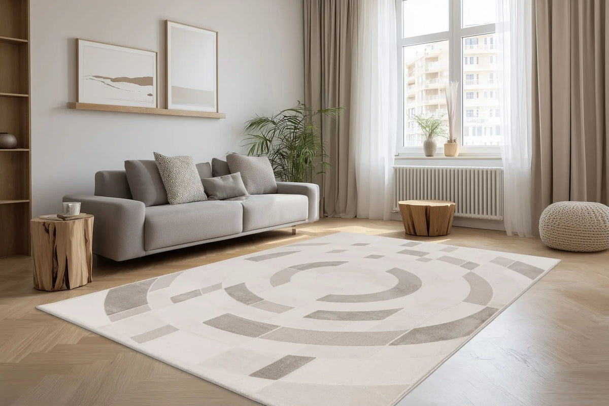 High-Pile Rug - Belmonte Silver Graphic