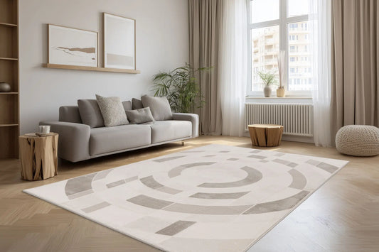 High-Pile Rug - Belmonte Silver Graphic