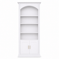 Classic white pine Arcade arched bookcase with fluted columns, 250 cm tall, front view