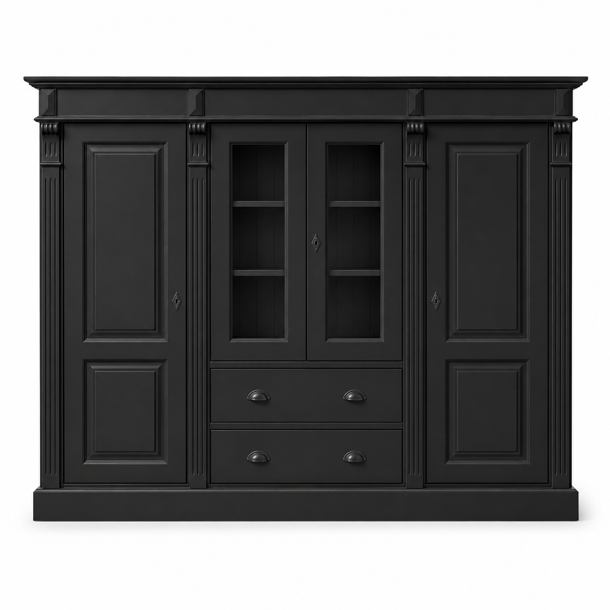 Bookcase - Nevers - Solid Pine - 180 x 39 x 140 cm - Black