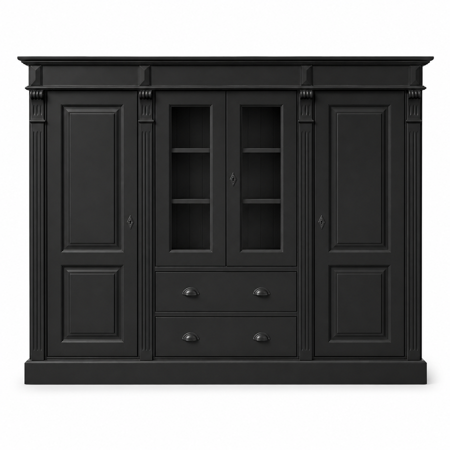 Bookcase - Nevers - Solid Pine - 180 x 39 x 140 cm - Black