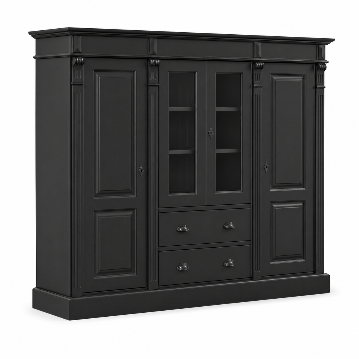 Bookcase - Nevers - Solid Pine - 180 x 39 x 140 cm - Black