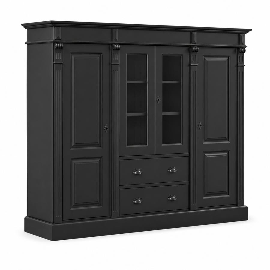 Bookcase - Nevers - Solid Pine - 180 x 39 x 140 cm - Black