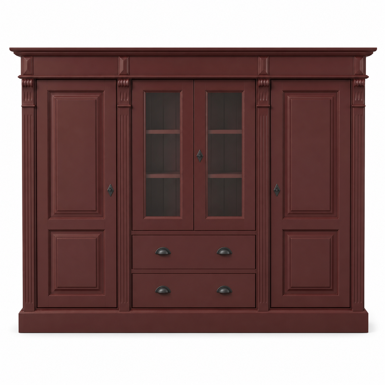 Bookcase - Nevers - Solid Pine - 180 x 39 x 140 cm - Bordeaux