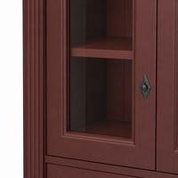 Bookcase - Nevers - Solid Pine - 180 x 39 x 140 cm - Bordeaux
