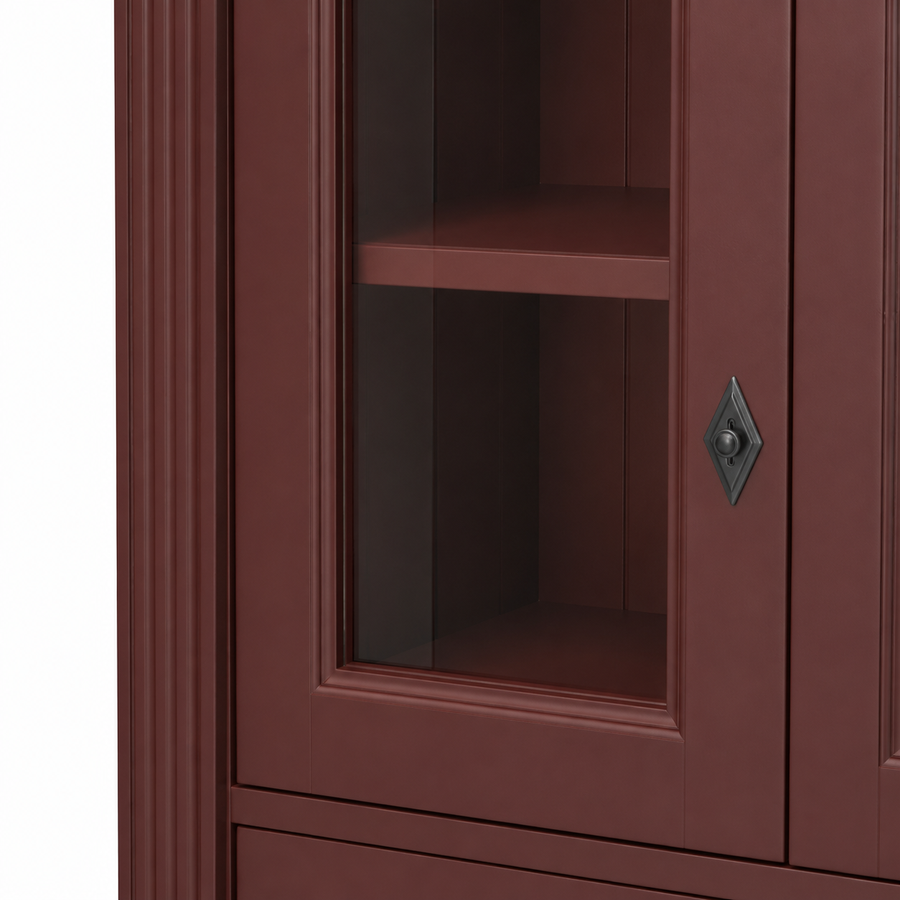 Bookcase - Nevers - Solid Pine - 180 x 39 x 140 cm - Bordeaux