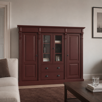 Bookcase - Nevers - Solid Pine - 180 x 39 x 140 cm - Bordeaux