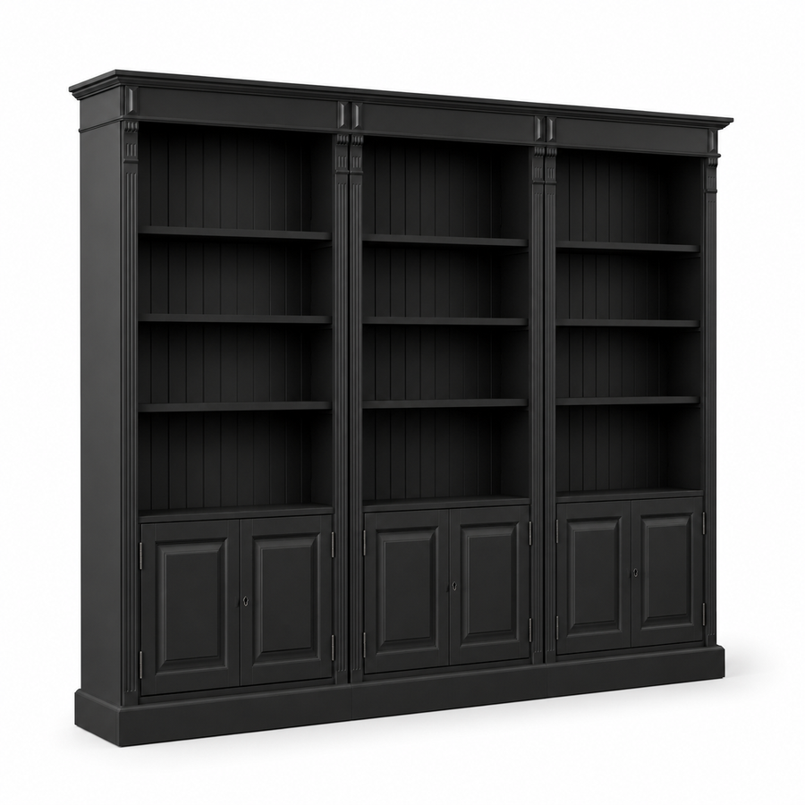 Bookcase - Provins - Solid Pine - 340 x 46 x 197 cm - Black