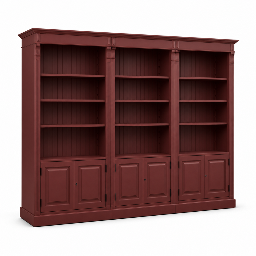 Bookcase - Provins - Solid Pine - 340 x 46 x 197 cm - Bordeaux