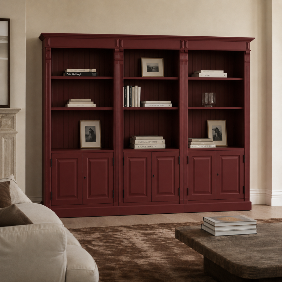 Bookcase - Provins - Solid Pine - 340 x 46 x 197 cm - Bordeaux