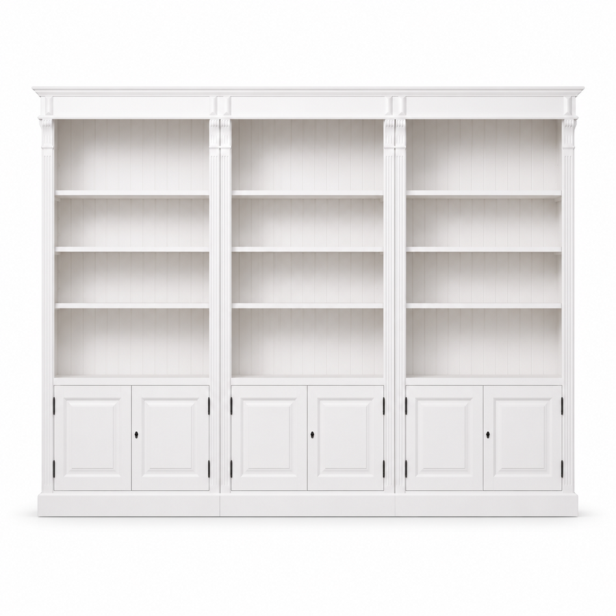 Bookcase - Provins - Solid Pine - 340 x 46 x 197 cm - White