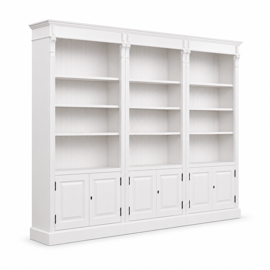 Bookcase - Provins - Solid Pine - 340 x 46 x 197 cm - White