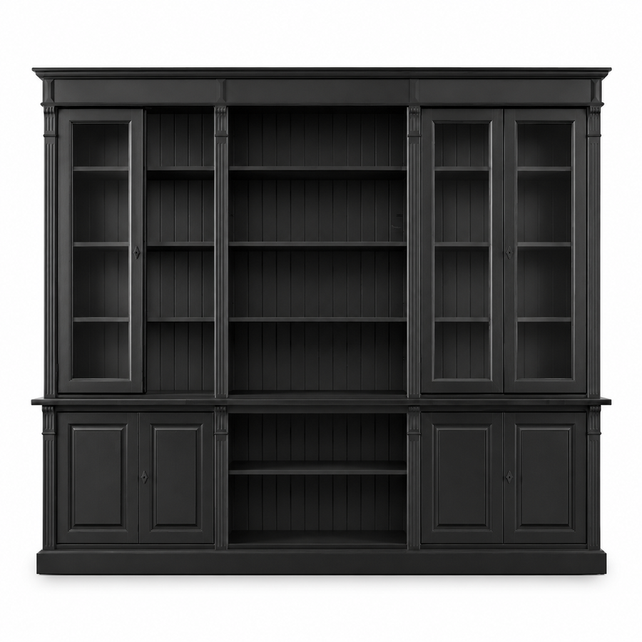 Bookcase - Saumur - Solid Pine - 286 x 51 x 228 cm - Black