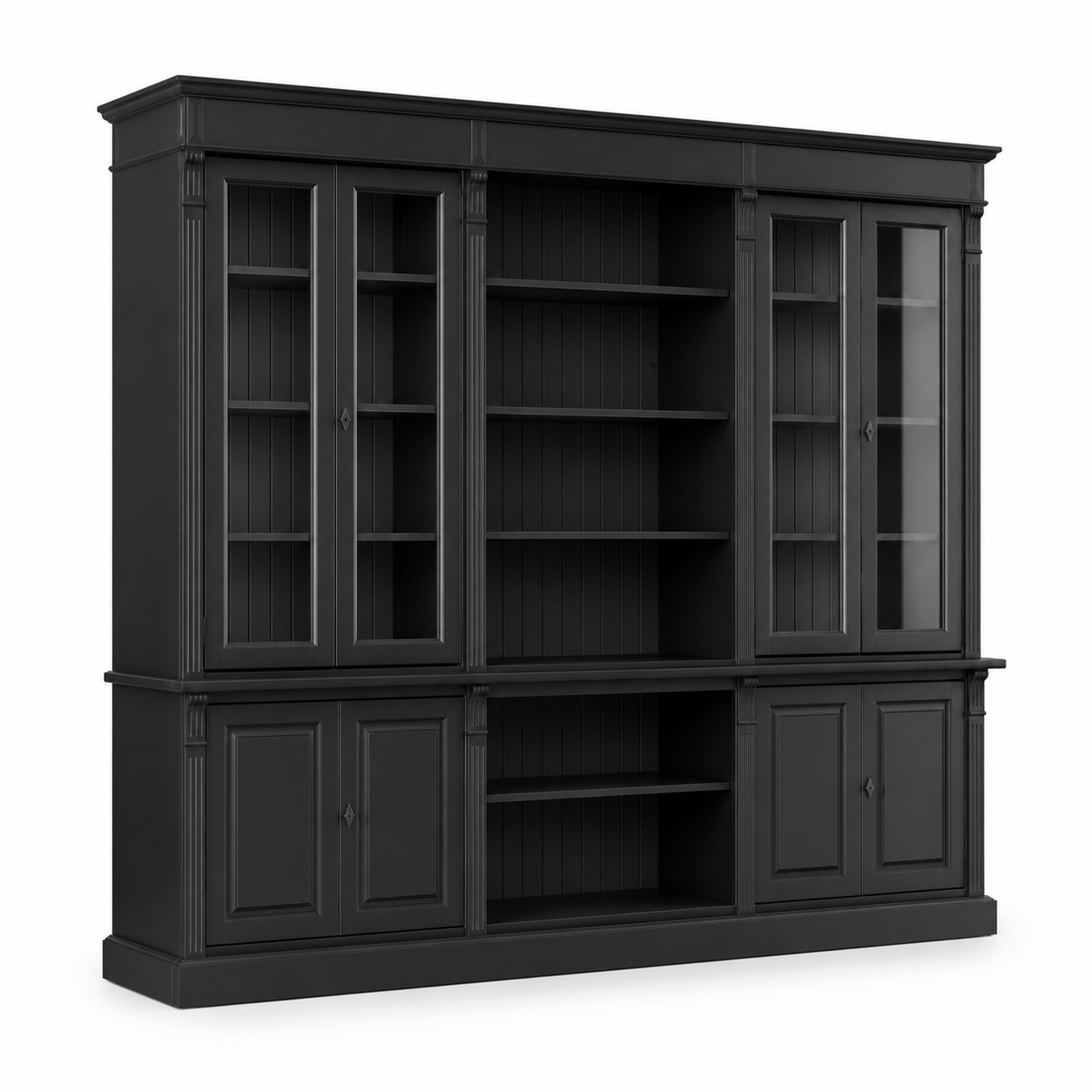 Bookcase - Saumur - Solid Pine - 286 x 51 x 228 cm - Black