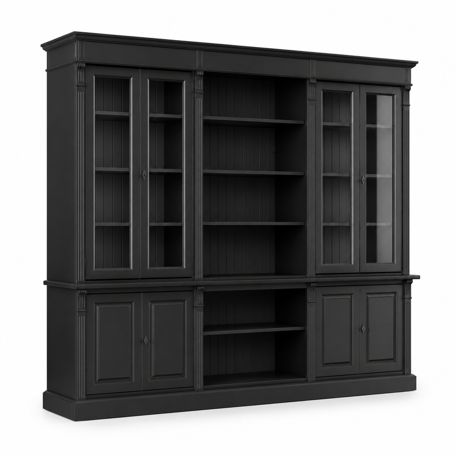 Bookcase - Saumur - Solid Pine - 286 x 51 x 228 cm - Black