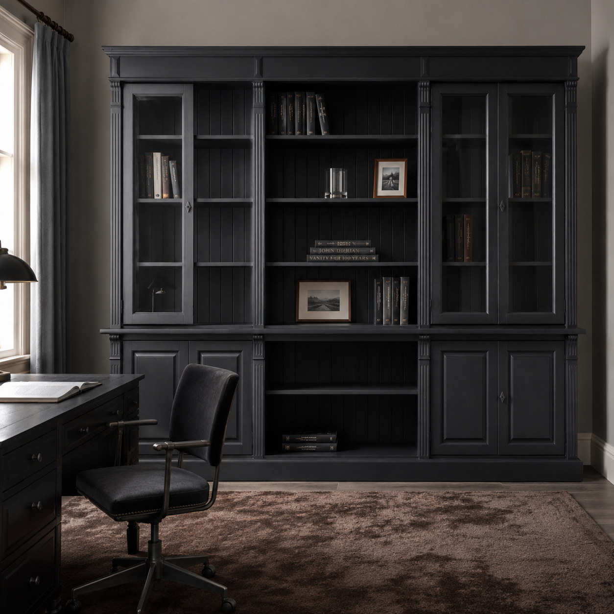 Bookcase - Saumur - Solid Pine - 286 x 51 x 228 cm - Black