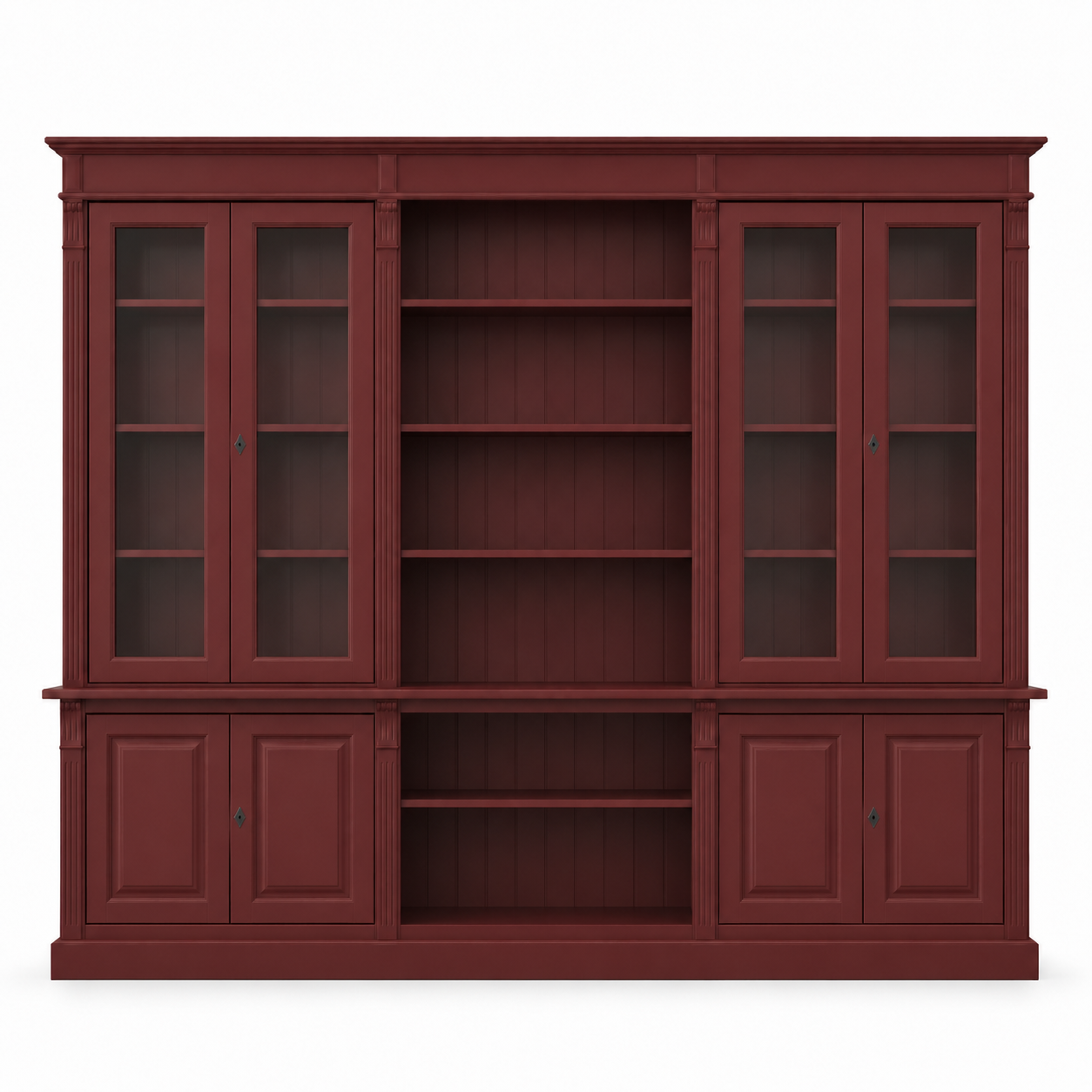 Bookcase - Saumur - Solid Pine - 286 x 51 x 228 cm - Bordeaux