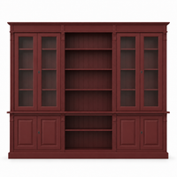 Bookcase - Saumur - Solid Pine - 286 x 51 x 228 cm - Bordeaux