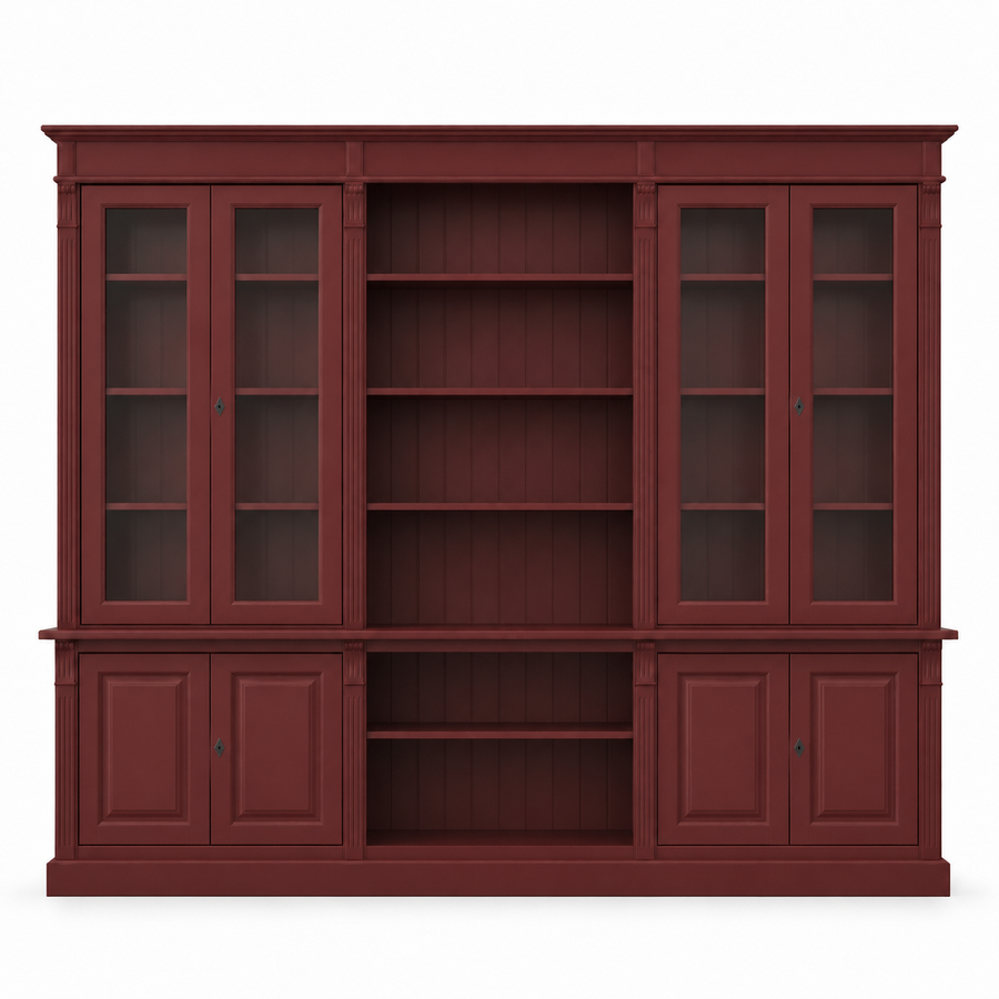 Bookcase - Saumur - Solid Pine - 286 x 51 x 228 cm - Bordeaux