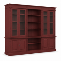 Bookcase - Saumur - Solid Pine - 286 x 51 x 228 cm - Bordeaux