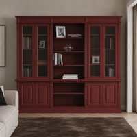 Bookcase - Saumur - Solid Pine - 286 x 51 x 228 cm - Bordeaux