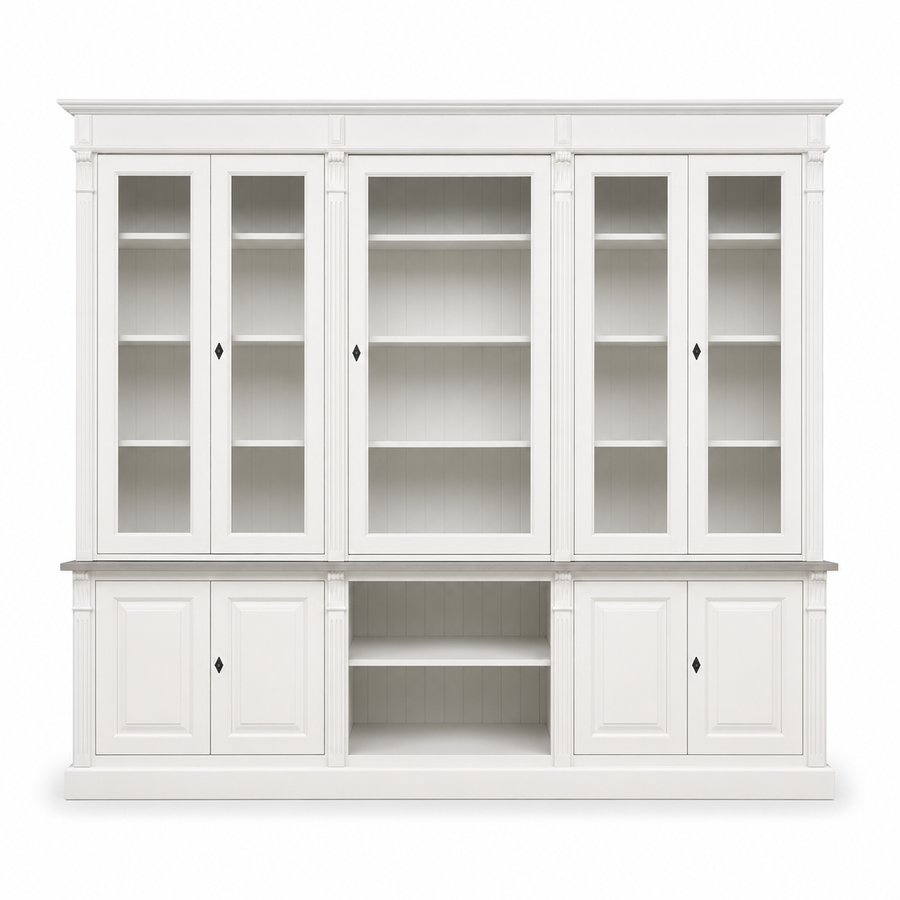 Bookcase - Saumur - Solid Pine - 286 x 51 x 228 cm - White