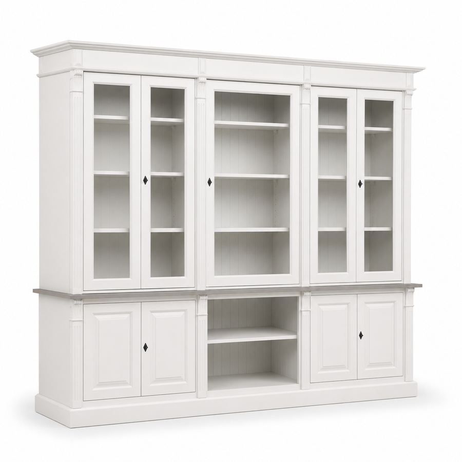 Bookcase - Saumur - Solid Pine - 286 x 51 x 228 cm - White