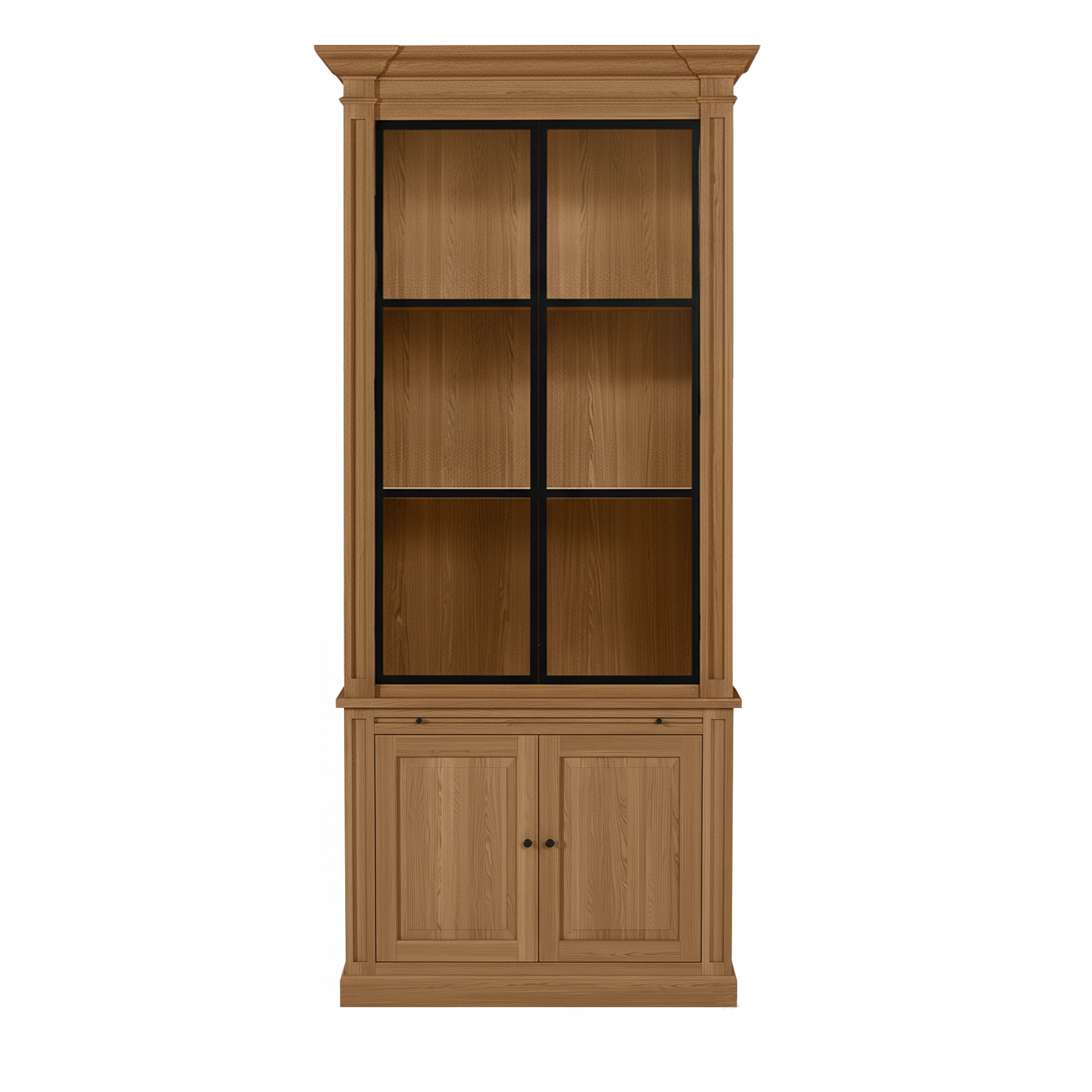 Vincester Vitrine - Massif Hoboken Chêne avec 2 Verre Panel Portes