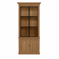 Vincester Vitrine - Massif Hoboken Chêne avec 2 Verre Panel Portes