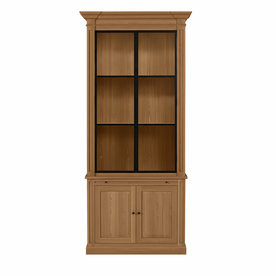 Vincester Vitrine - Massif Hoboken Chêne avec 2 Verre Panel Portes