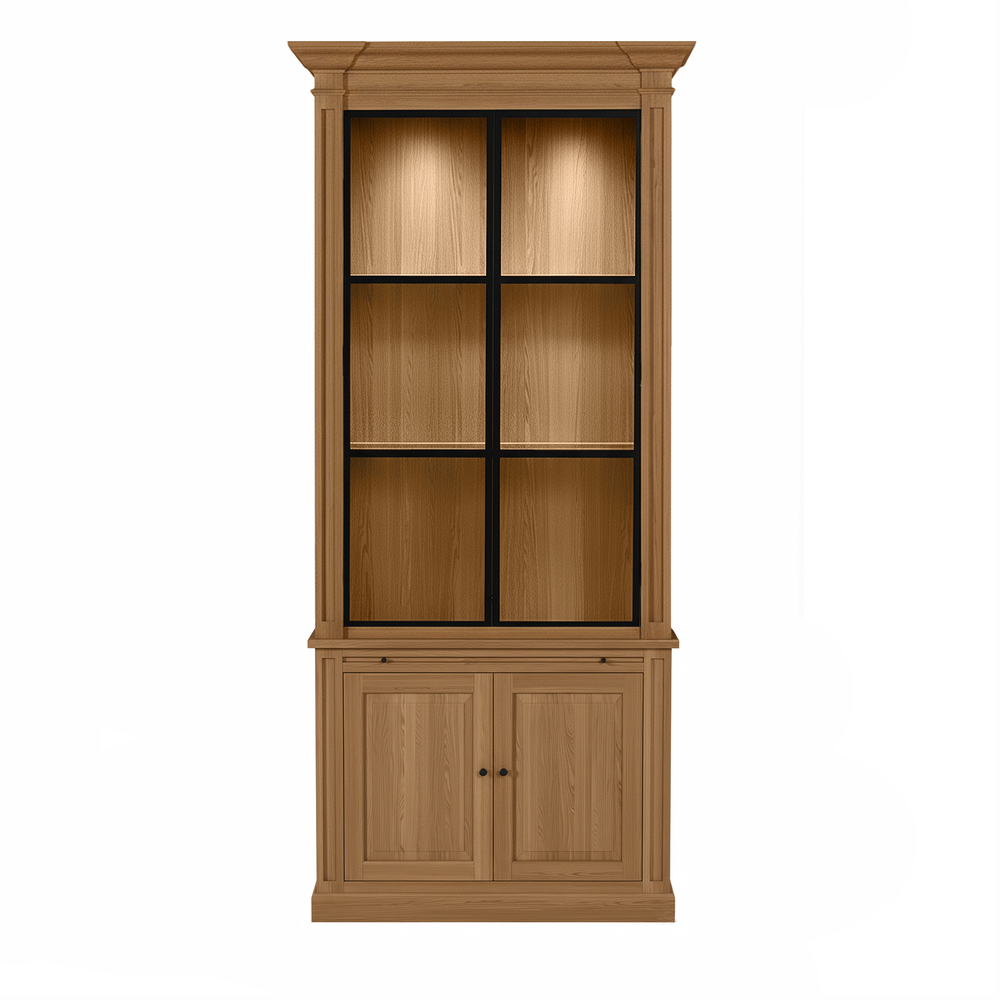 Vincester Display Cabinet - Solid Hoboken Oak with 2 Glass Panel Doors - View 2