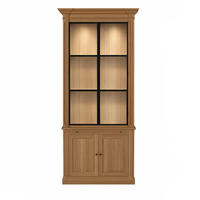 Vincester Vitrine - Massif Hoboken Chêne avec 2 Verre Panel Portes