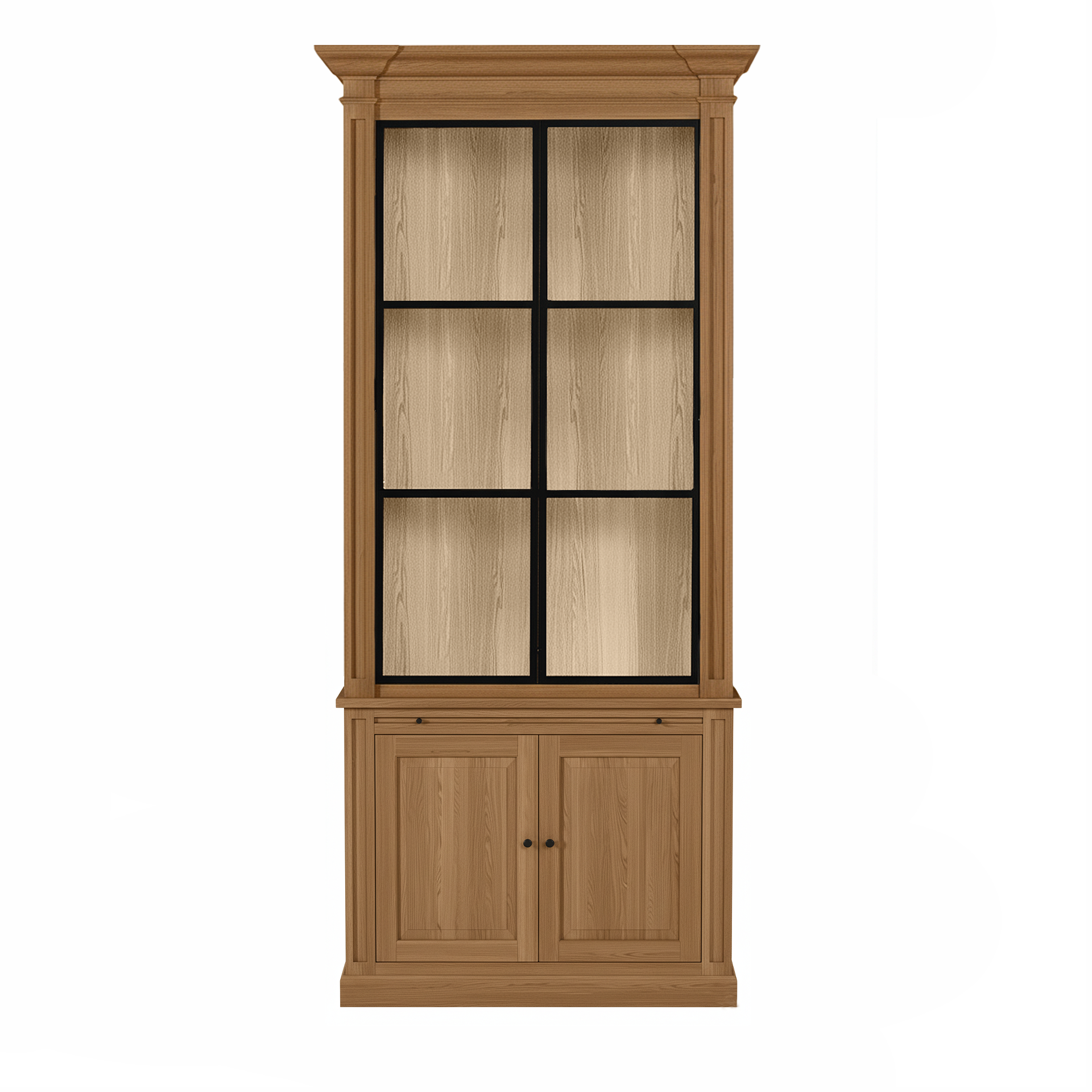 Vincester Display Cabinet - Solid Hoboken Oak with 2 Glass Panel Doors