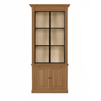 Vincester Vitrine - Massif Hoboken Chêne avec 2 Verre Panel Portes