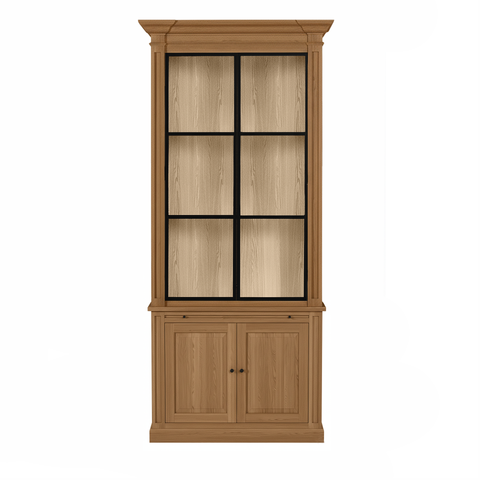 Vincester Display Cabinet - Solid Hoboken Oak with 2 Glass Panel Doors