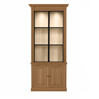 Vincester Vitrine - Massif Hoboken Chêne avec 2 Verre Panel Portes