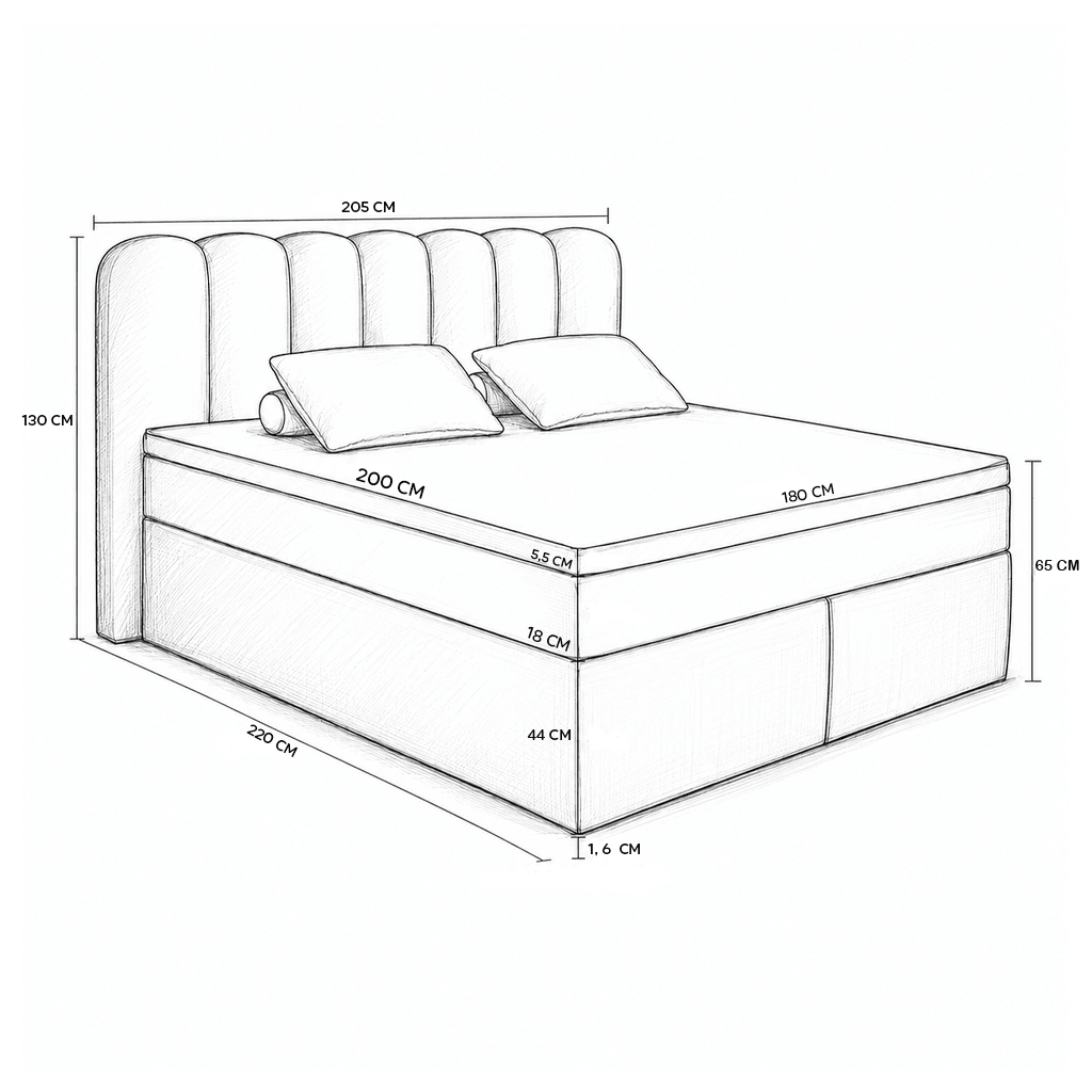 Boxspring Bett Verona - Anthrazit - Marcottestyle Shop 180 x 200 cm