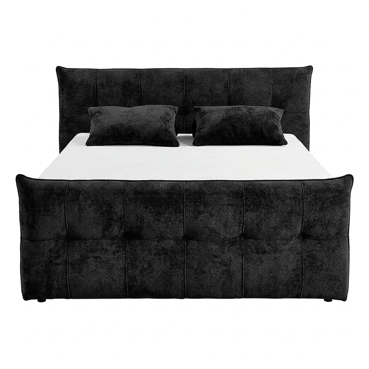 Boxspring Gallardo - Black | Includes Base and Topper - Marcottestyle Shop 180 x 200 cm HR foam topper (cold foam) No cushions | Marcottestyle