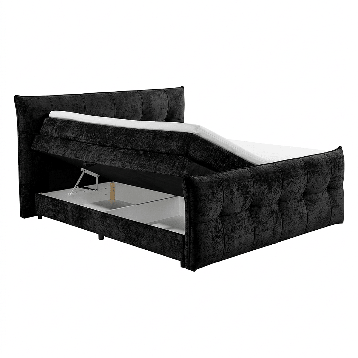 Boxspring Gallardo - Black | Includes Base and Topper - Marcottestyle Shop 180 x 200 cm HR foam topper (cold foam) No cushions | Marcottestyle