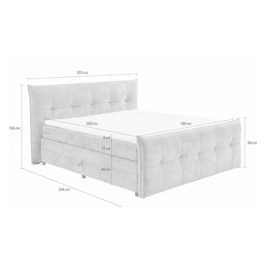 Boxspring Gallardo - Schwarz | Includes Base and Topper - Marcottestyle Shop 180 x 200 cm HR foam topper (cold foam) No cushions