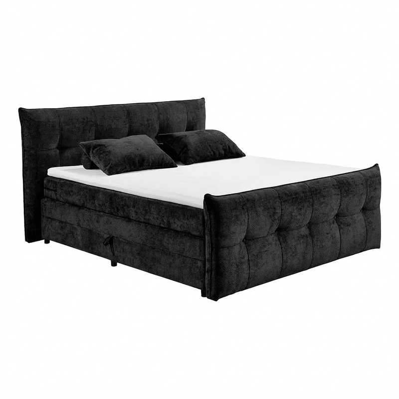 Boxspring Gallardo - Noir | Includes Base and Topper - Marcottestyle 180 x 200 cm HR foam topper (cold foam) No cushions