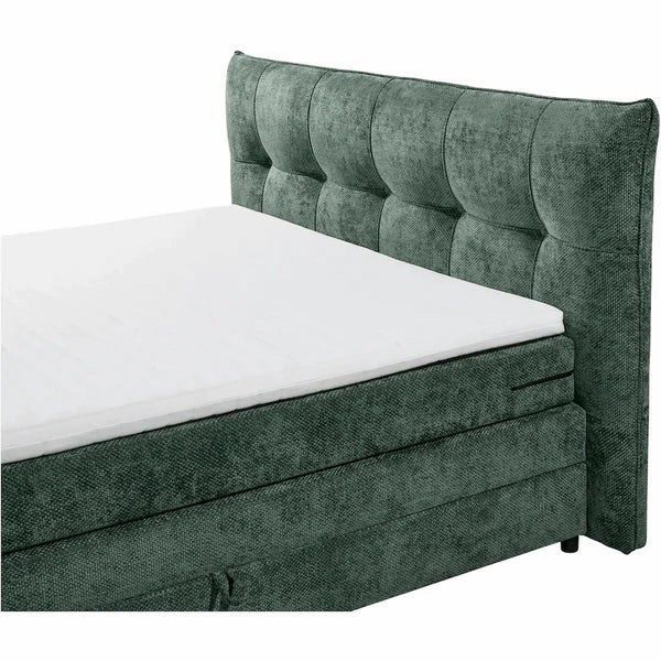 Boxspring Gallardo - Green | Includes Base and Topper - Marcottestyle Shop 180 x 200 cm HR foam topper (cold foam) | Marcottestyle