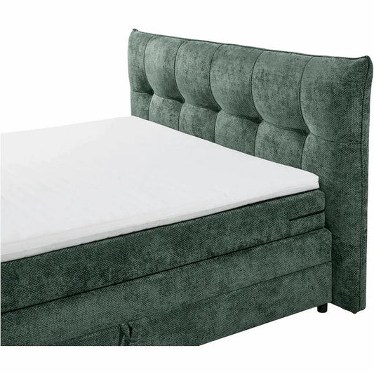 Boxspring Gallardo - Groen | Includes Base and Topper - Marcottestyle 180 x 200 cm HR foam topper (cold foam)