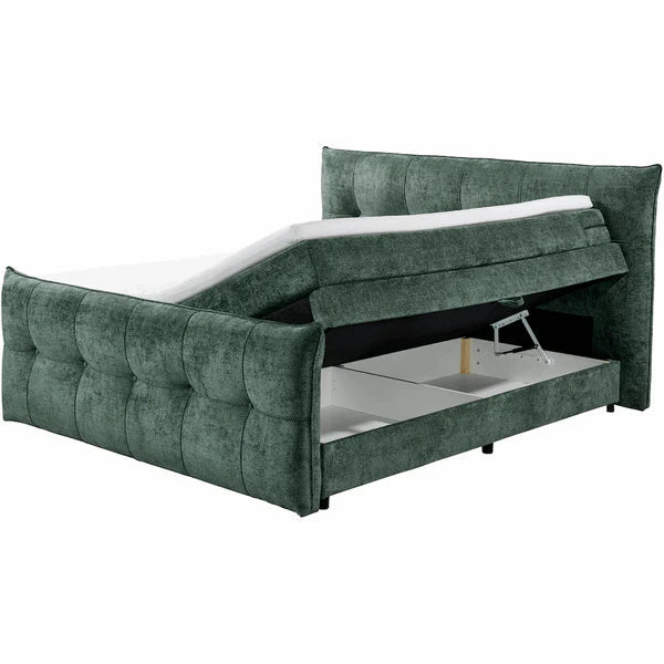 Boxspring Gallardo - Green | Includes Base and Topper - Marcottestyle Shop 180 x 200 cm HR foam topper (cold foam) | Marcottestyle
