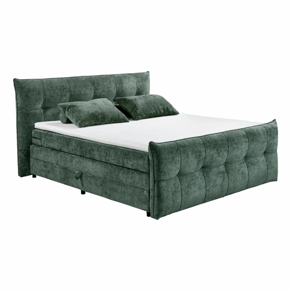 Boxspring Gallardo - Green | Includes Base and Topper - Marcottestyle Shop 180 x 200 cm HR foam topper (cold foam) | Marcottestyle