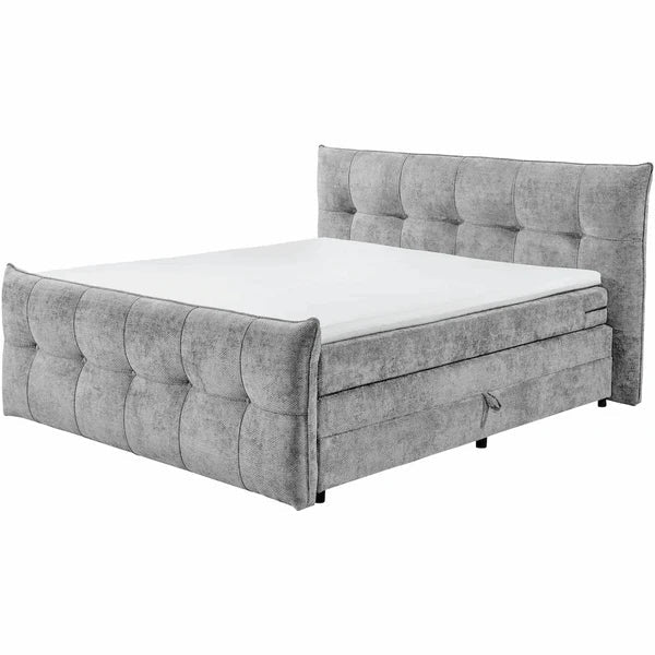Boxspring Gallardo - Silver | Includes Base and Topper - Marcottestyle Shop 180 x 200 cm HR foam topper (cold foam) | Marcottestyle